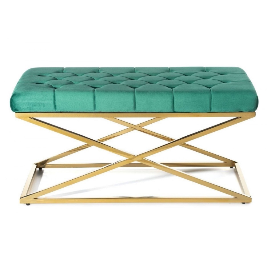 Panca trapuntata SALIBA 50x97 cm oro/verde