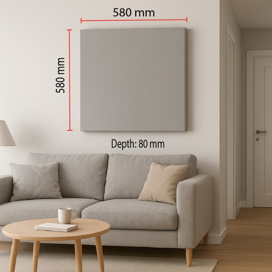 Pannello acustico SILENCE 58x58 cm grigio