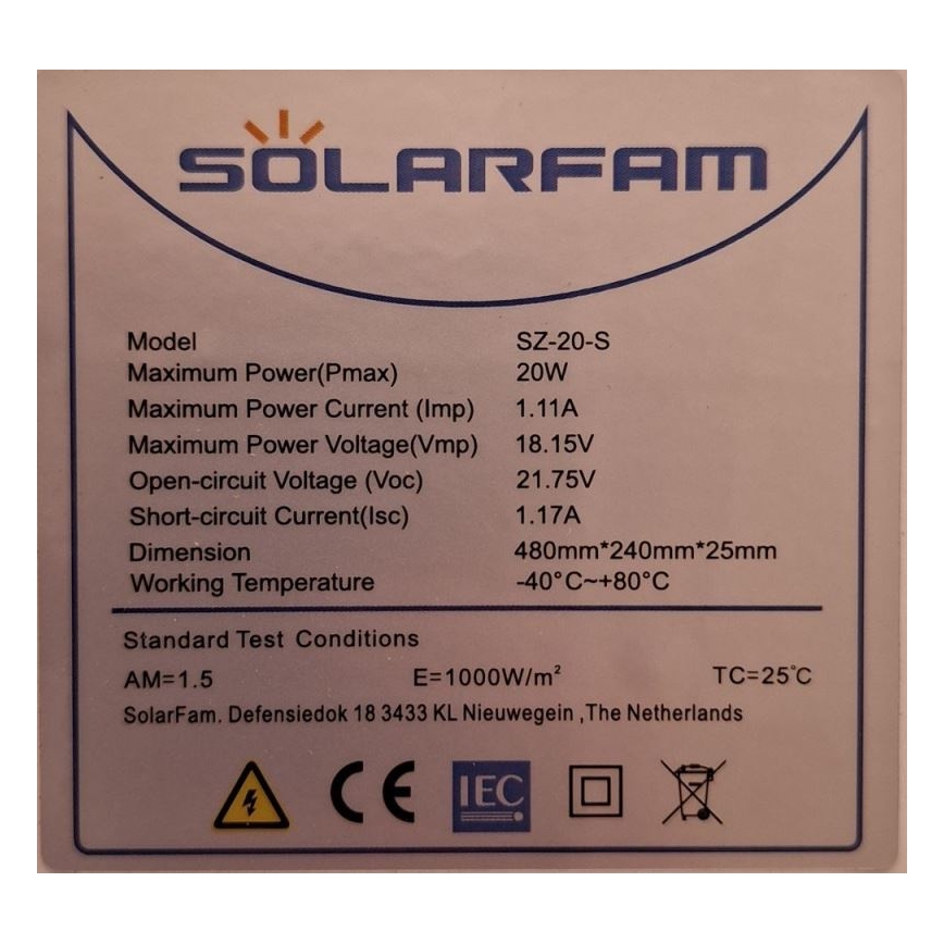 Pannello fotovoltaico 20W/12V