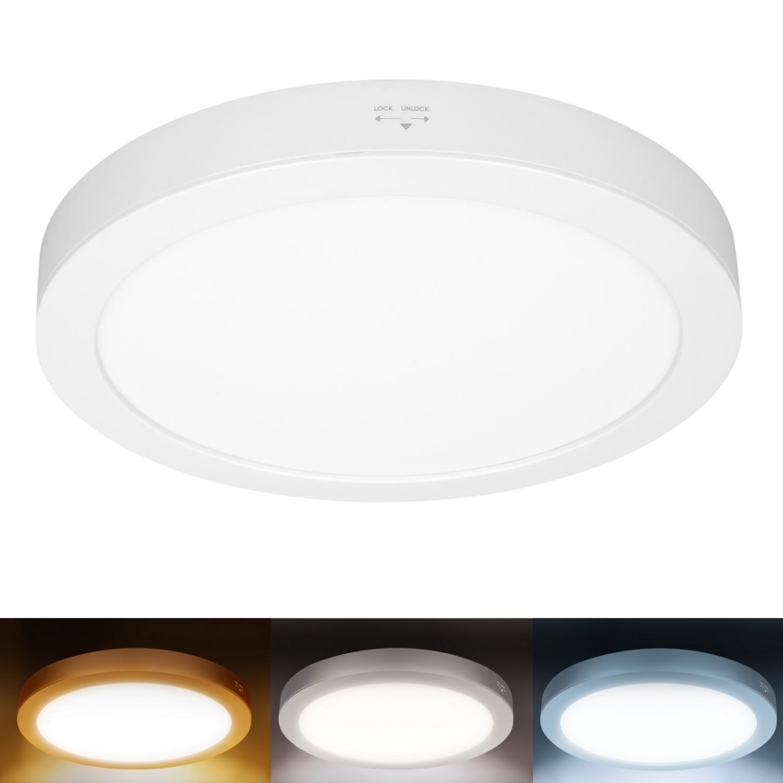 Pannello LED a plafone/da incasso 2-in-1 24W/230V 3000/4000/6000K Ø 30 cm IP54 bianco