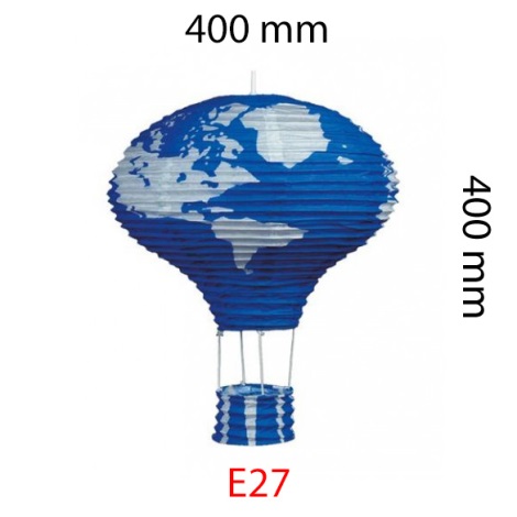 Paralume blu mongolfiera E27 400x400 mm