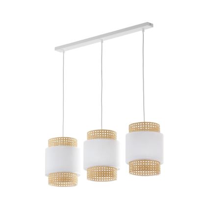 Paralume di ricambio per lampada da tavolo e lampadario BOHO E27 Ø 20 cm in rattan/bianco