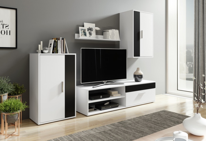 Parete attrezzata BRICK bianco/nero