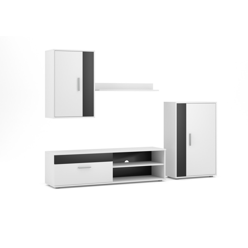 Parete attrezzata BRICK bianco/nero