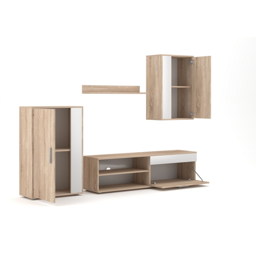 Parete attrezzata BRICK rovere Sonoma/bianco