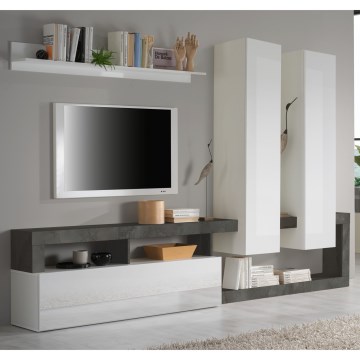 Parete attrezzata LENOR bianco/antracite