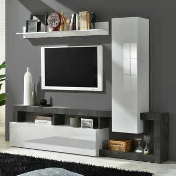 Parete attrezzata LENOR bianco/antracite