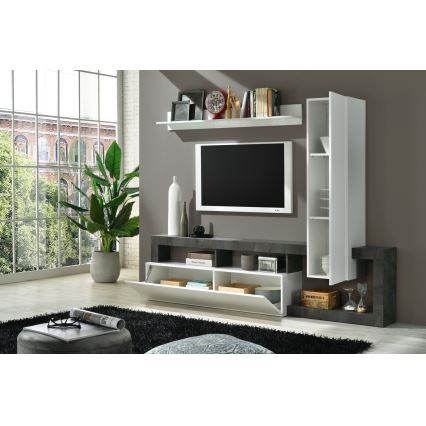 Parete attrezzata LENOR bianco/antracite
