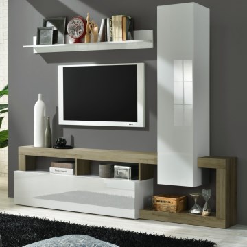 Parete attrezzata LENOR bianco/marrone