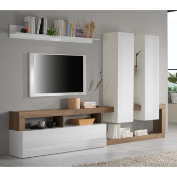 Parete attrezzata LENOR bianco/rovere