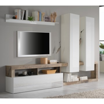 Parete attrezzata LENOR in bianco/marrone