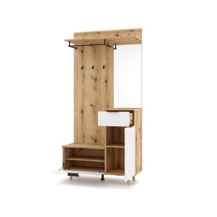 Parete attrezzata per ingresso con specchio SVEN, marrone/bianco