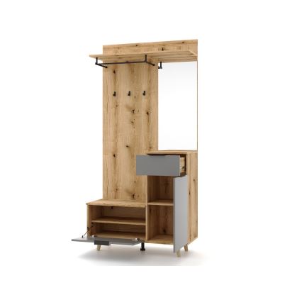 Parete attrezzata per ingresso con specchio SVEN, marrone/grafite