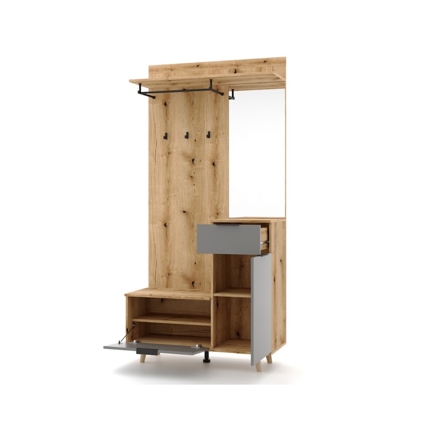 Parete attrezzata per ingresso con specchio SVEN, marrone/grafite