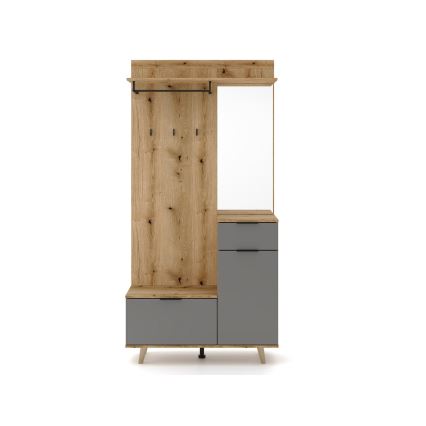 Parete attrezzata per ingresso con specchio SVEN, marrone/grafite