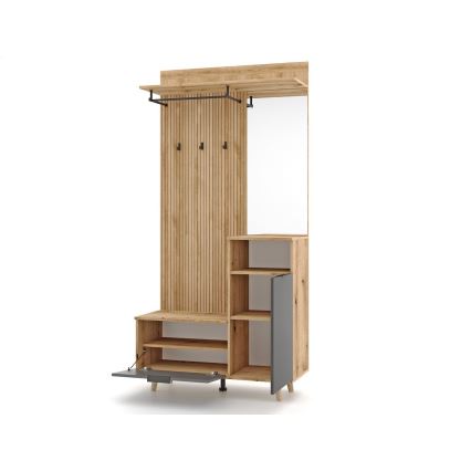 Parete d'ingresso con specchio SVEN marrone/grafite