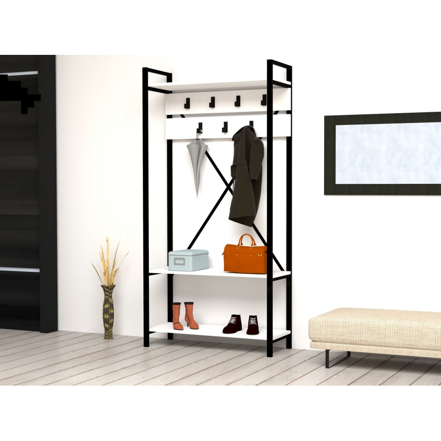 Parete ingresso ALFA 180x90 cm bianco/nero