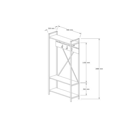 Parete ingresso ALFA 180x90 cm bianco/nero