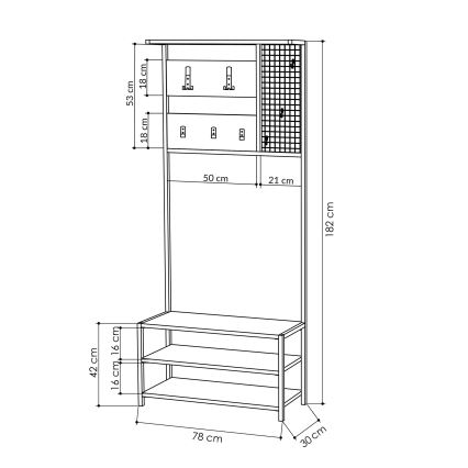 Parete ingresso NOMAD 182x78 cm nero/antracite