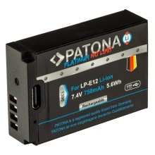 PATONA - Accumulatore Canon LP-E12 750mAh Li-Ion Platinum USB-C di ricarica