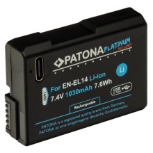 PATONA - Accumulatore Nikon EN-EL14/EN-EL14A 1030mAh Li-Ion Platinum USB-C di ricarica