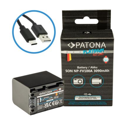 PATONA - Accumulatore Sony NP-FV100 3090mAh Li-Ion Platinum USB-C di ricarica