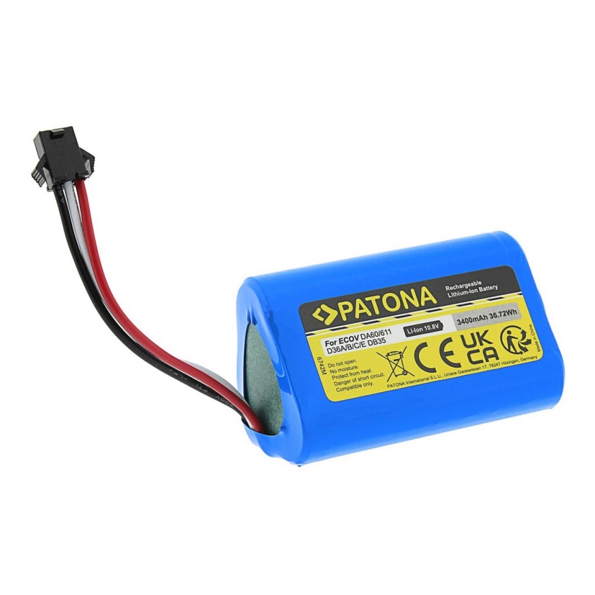 PATONA - Batteria Ecovacs Deebot D36 serie 3400mAh Li-lon 10,8V