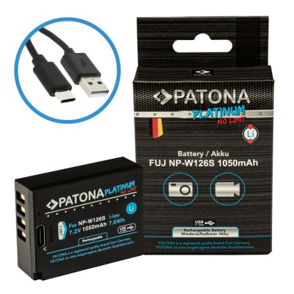 PATONA - Batteria Fuji NP-W126S 1050mAh Li-Ion Platinum con ricarica USB-C