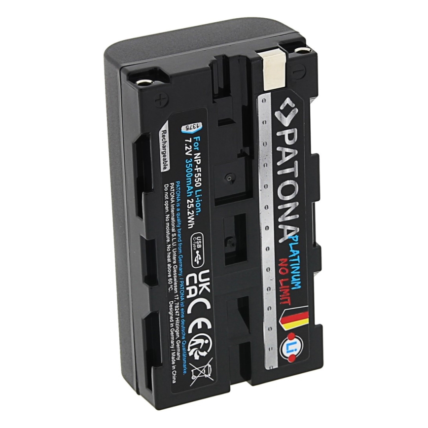PATONA - Batteria Sony NP-F550/F330/F570 3500mAh Li-Ion Platinum con ricarica USB-C