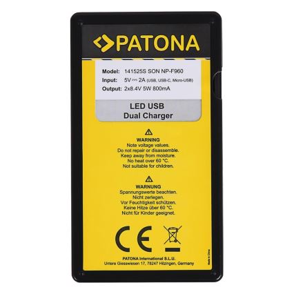 PATONA - Caricabatterie Dual Sony NP-F970/F960/F950 USB