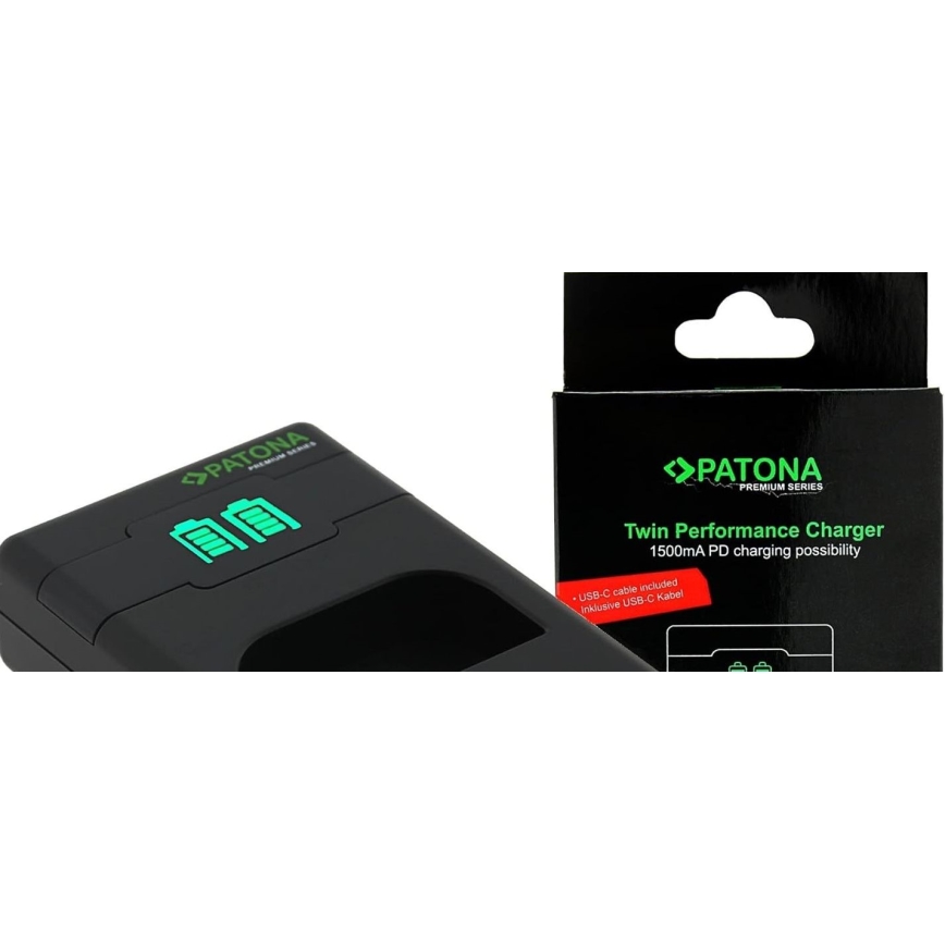 PATONA - Caricabatterie rapido Dual Canon LP-E17 + cavo USB-C 0,6m