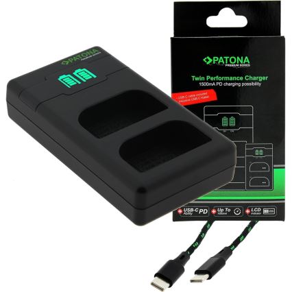 PATONA - Caricabatterie rapido Dual Olympus BLX-1 + cavo USB-C 0,6m