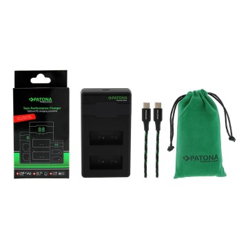PATONA - Caricabatterie rapido Dual per Fuji NP-W126 + cavo USB-C 0,6m