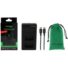 PATONA - Caricabatterie rapido Dual Sony NP-FW50 + cavo USB-C 0,6m