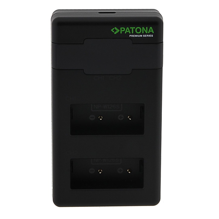 PATONA - Caricabatterie rapido Dual per Fuji NP-W126 + cavo USB-C 0,6m