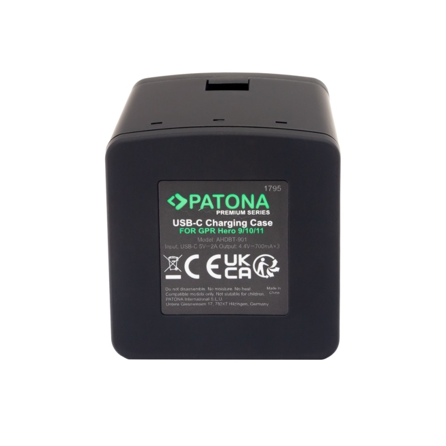 PATONA - Caricatore Triple GoPro Hero 9/Hero 10/Hero 11/Hero 12