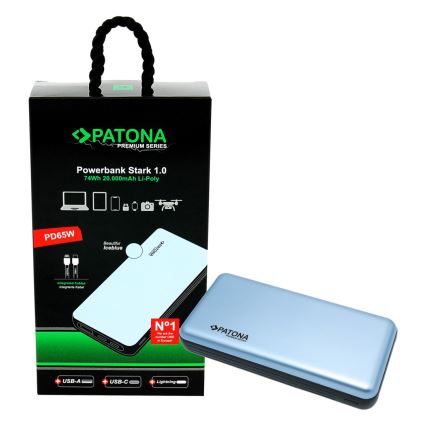 PATONA - Power Bank 20000mAh PD65W Li-Pol 3A USB-C/Lightning