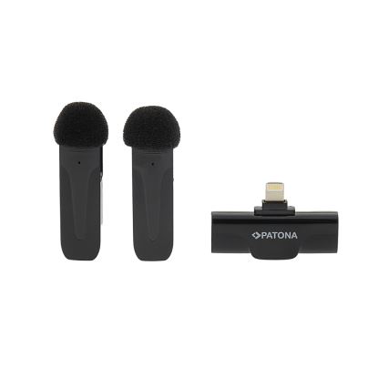 PATONA - SET 2x Microfono wireless con clip per iPhone USB-C 5V 50 mAh