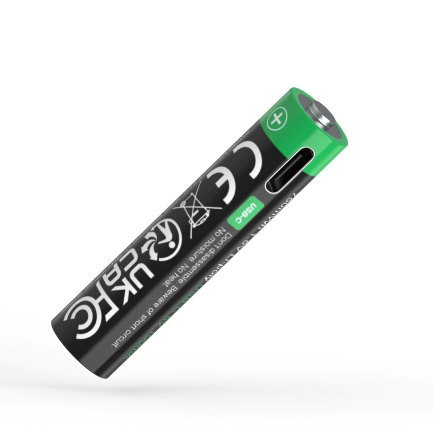 PATONA - SET 4x Accumulatore AAA/LR03 Li-Pol 500mAh 1,5V con USB-C di ricarica
