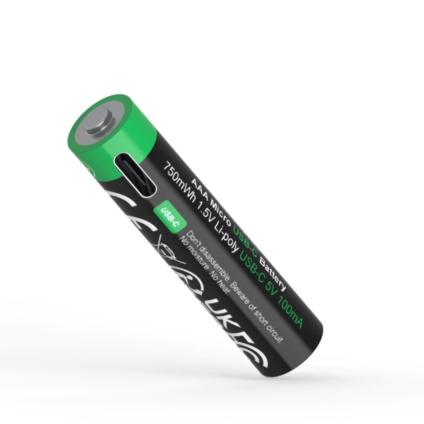 PATONA - SET 4x Accumulatore AAA/LR03 Li-Pol 500mAh 1,5V con USB-C di ricarica