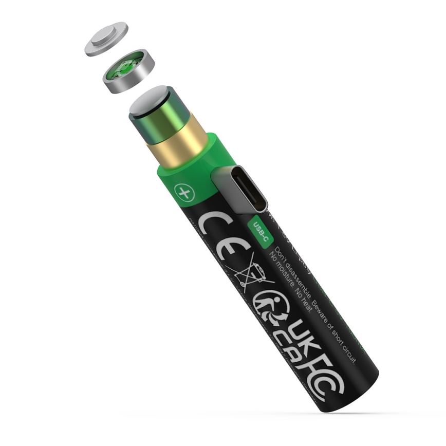 PATONA - SET 4x Accumulatore AAA/LR03 Li-Pol 500mAh 1,5V con USB-C di ricarica
