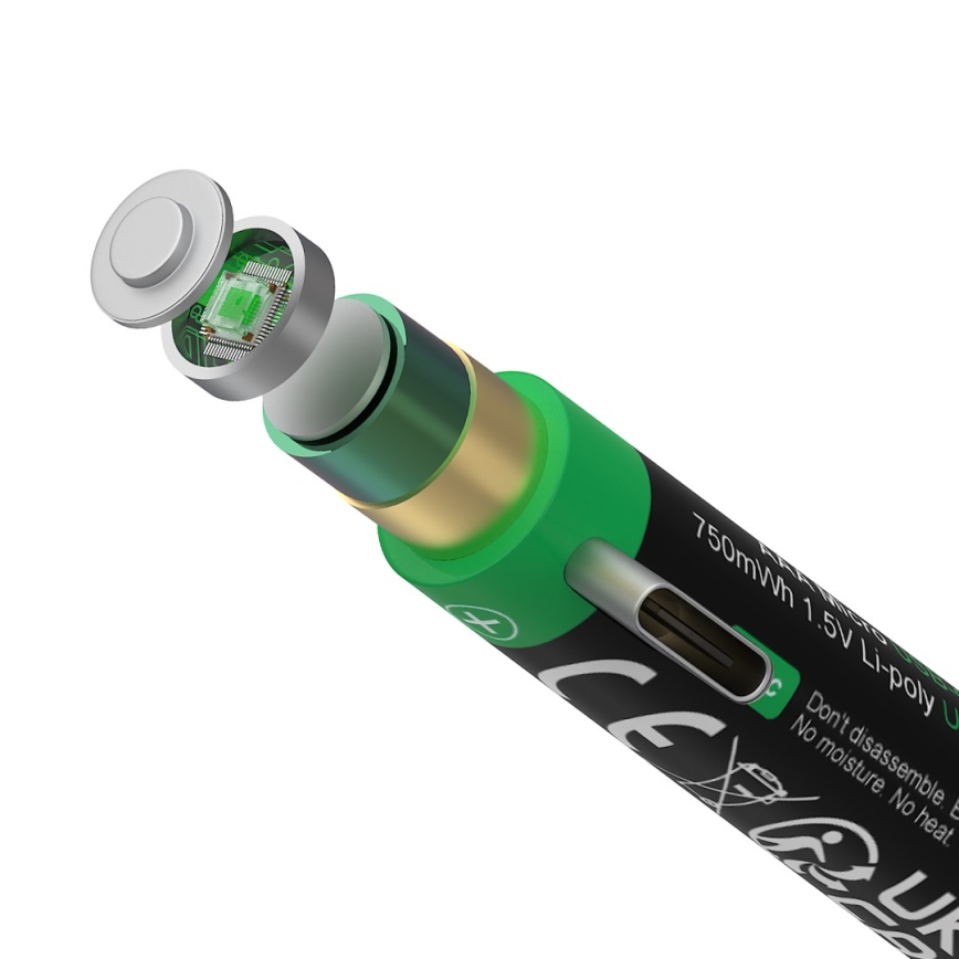 PATONA - SET 4x Accumulatore AAA/LR03 Li-Pol 500mAh 1,5V con USB-C di ricarica