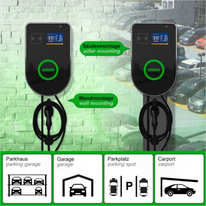 PATONA - Stazione di ricarica con display LCD per auto elettriche 11kW/400V/16A IP54