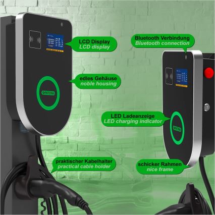 PATONA - Stazione di ricarica con display LCD per auto elettriche 11kW/400V/16A IP54