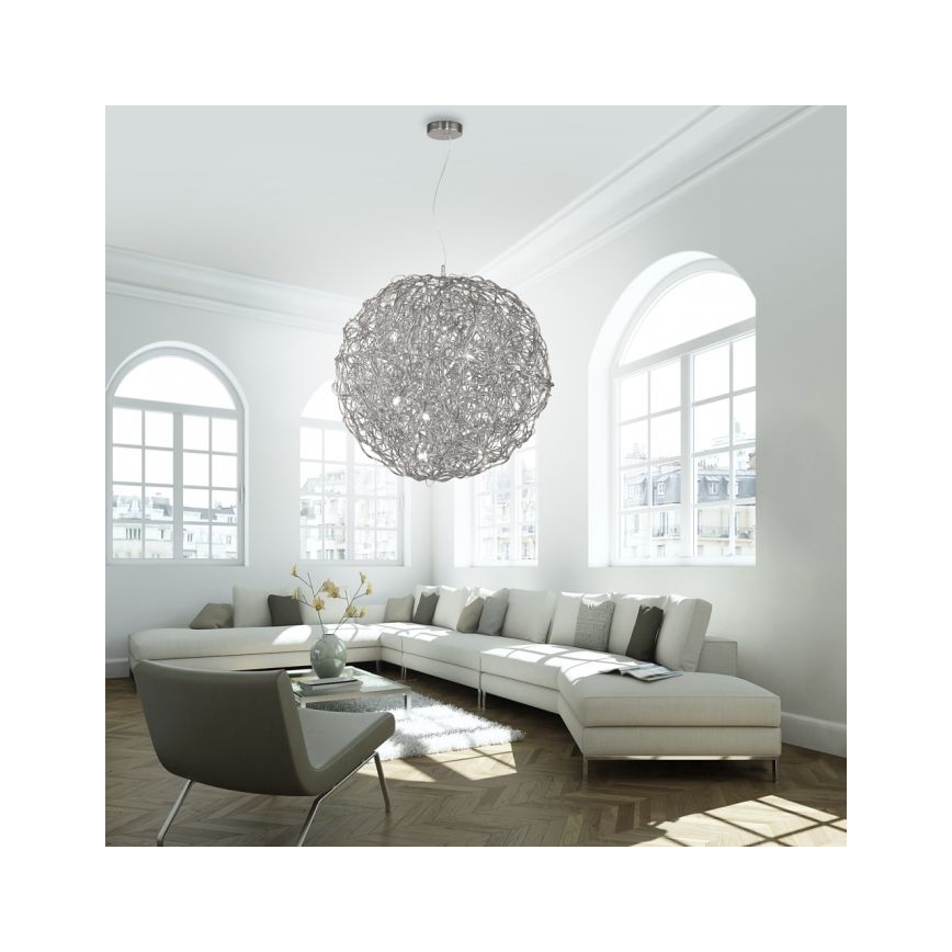 Paul Neuhaus 2019-21 - Lampadario sospeso su cavo SAREA 15xG9/40W/230V, finitura argento