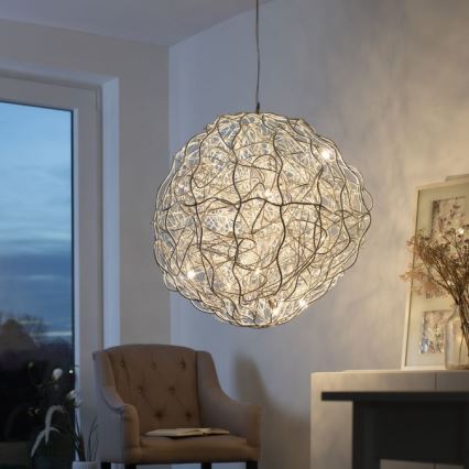 Paul Neuhaus 2019-21 - Lampadario sospeso su cavo SAREA 15xG9/40W/230V, finitura argento