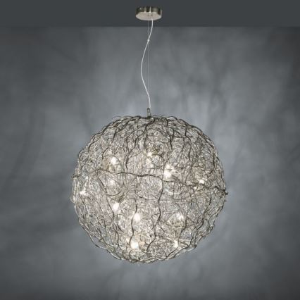 Paul Neuhaus 2019-21 - Lampadario sospeso su cavo SAREA 15xG9/40W/230V, finitura argento
