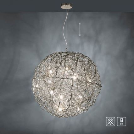 Paul Neuhaus 2019-21 - Lampadario sospeso su cavo SAREA 15xG9/40W/230V, finitura argento