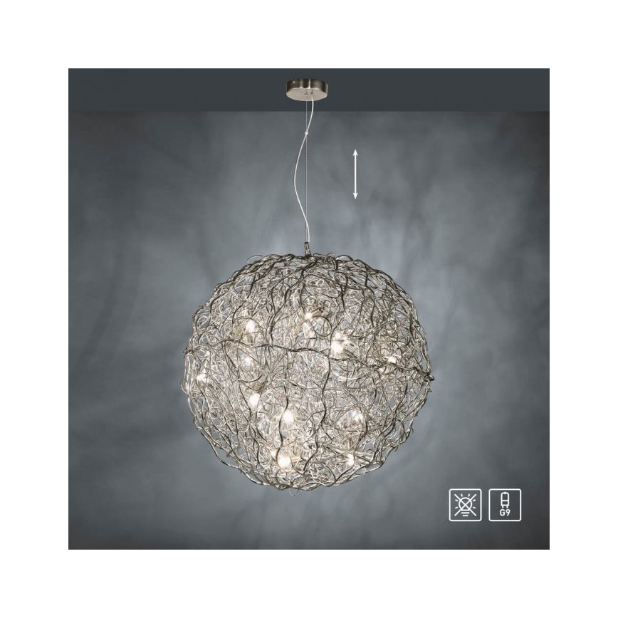 Paul Neuhaus 2019-21 - Lampadario sospeso su cavo SAREA 15xG9/40W/230V, finitura argento