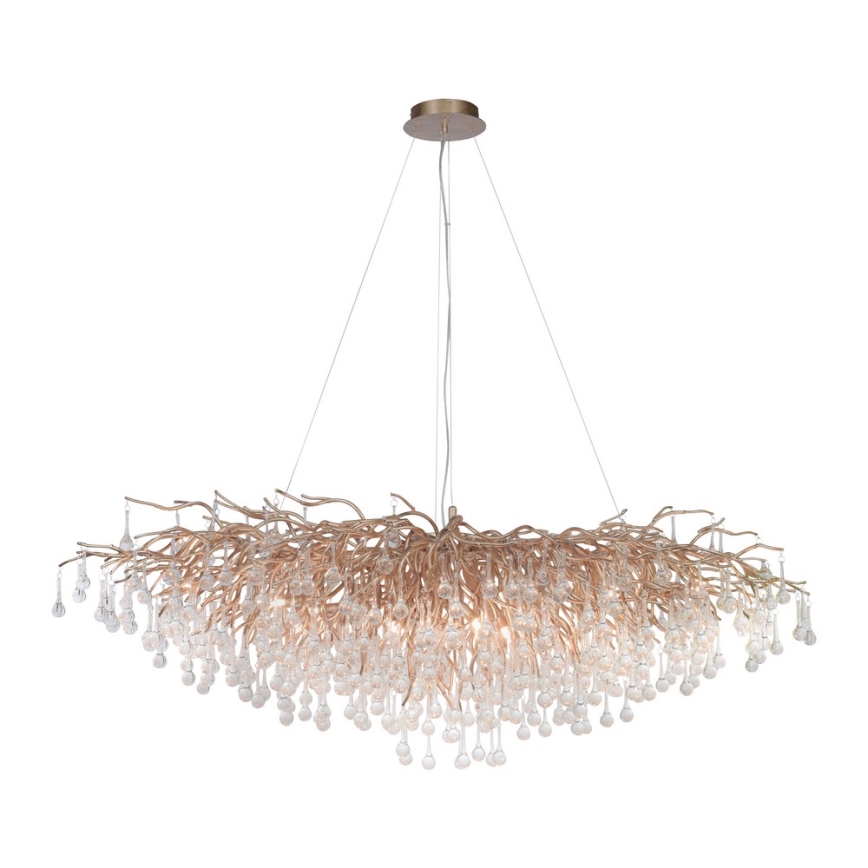 Paul Neuhaus 2031-11 - Lampadario a sospensione con filo ICICLE 15xG9/40W/230V 75x150 cm ottone